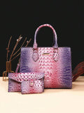 Lavender Crocodile Bag Set