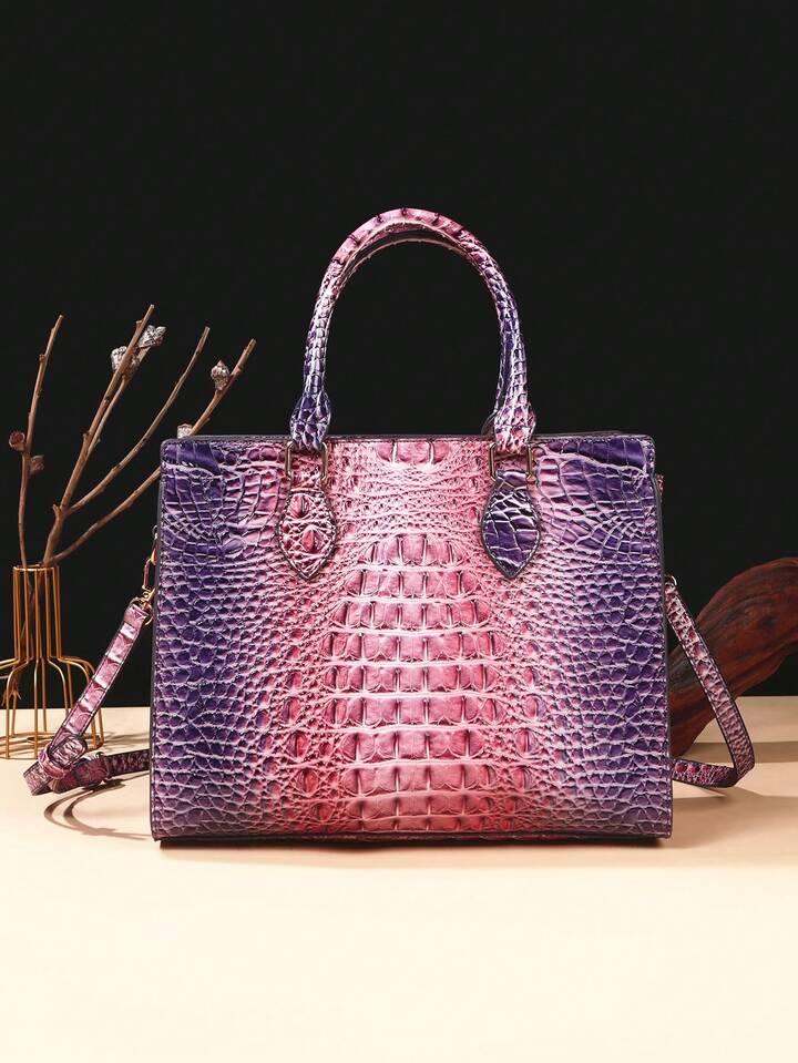 Lavender Crocodile Bag Set