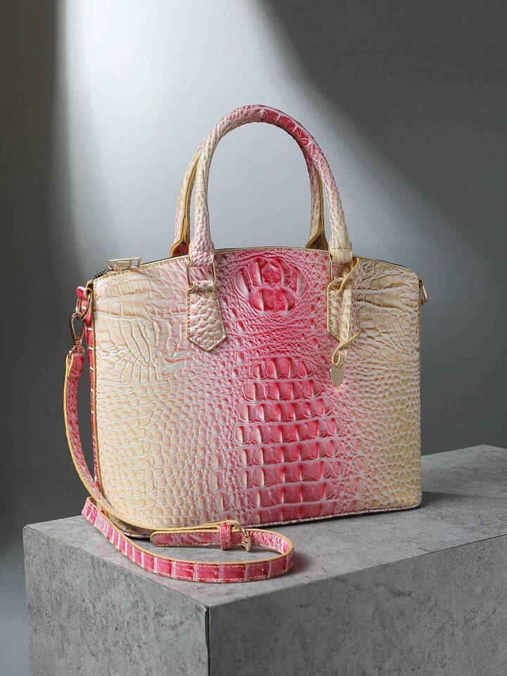 Pink Crème Crocodile Bag