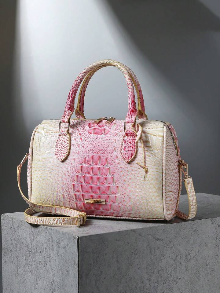 Pink Crème Crocodile Bag