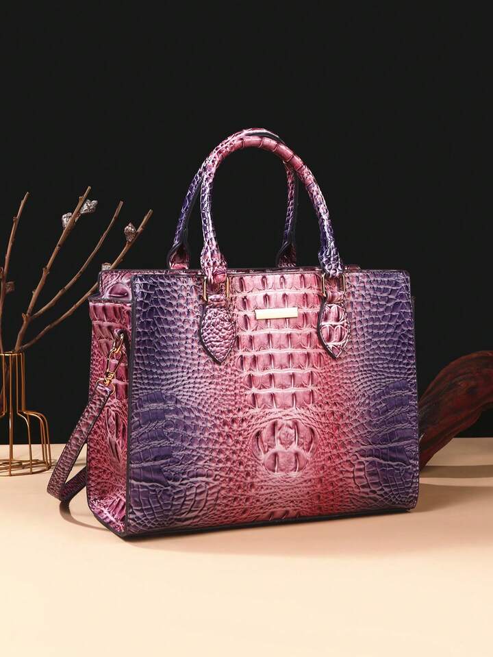 Lavender Crocodile Bag Set