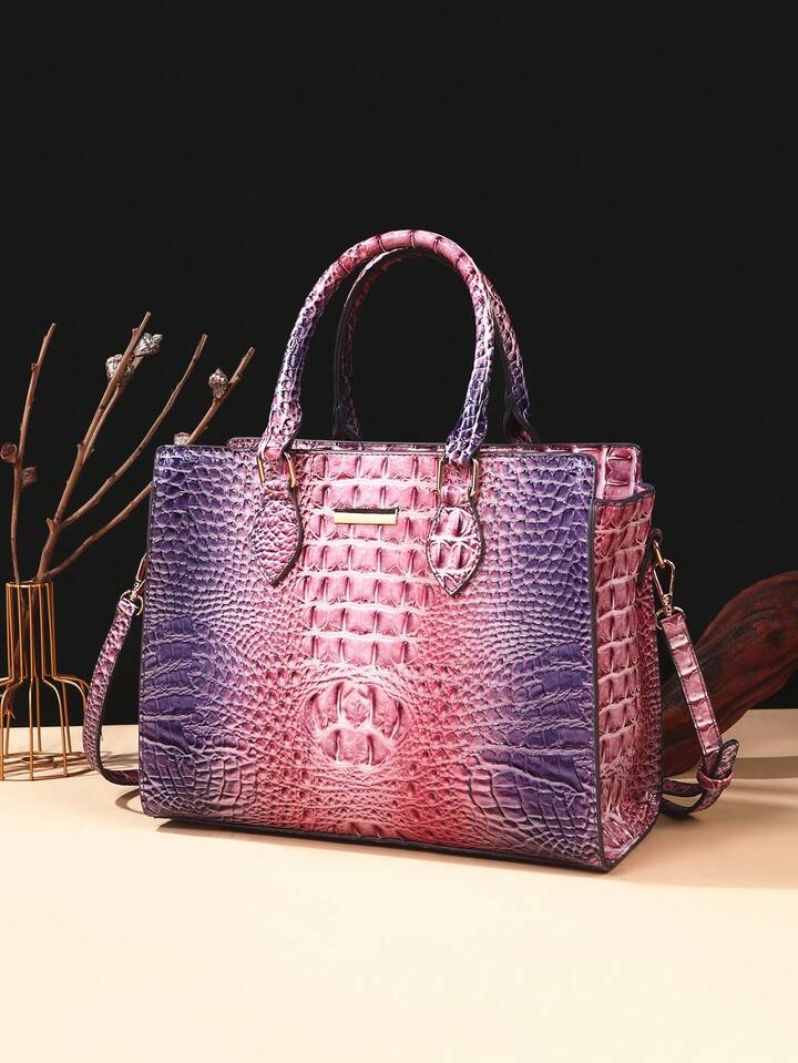 Lavender Crocodile Bag Set