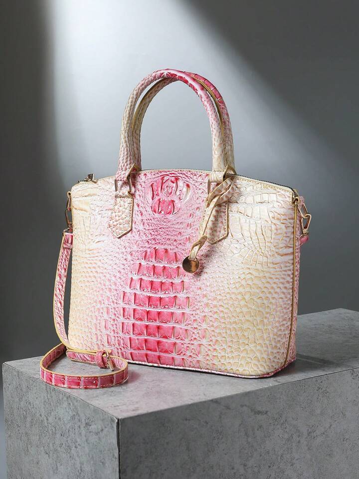 Pink Crème Crocodile Bag